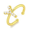 Rack Plating Brass Open Cuff Rings for Women RJEW-F162-01G-Y-1