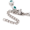 Enamel Oval with Evil Eye Link Chains Bracelet BJEW-P271-04P-02-3