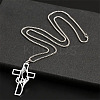 Hollow Cut Cross with Praying Hand 201 Stainless Steel Pendant Necklaces for Men FS-WG70CE0-01-3