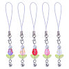 5Pcs Lampwork & Glass Pearl Mobile Straps HJEW-CA00042-1