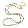 Brass Enamel Column Link Chain Necklaces NJEW-H039-10A-04G-2