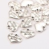 Wedding Party Supply Antique Silver Alloy Rhinestone Heart Carved Word Brother of Bride Wedding Family Charms LS-TIBEP-N005-27D-2