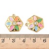 304 Stainless Steel Enamel Rhinestone Flower Pendants STAS-U057-04G-02B-3