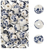 80Pcs Floral Printed Porcelain Beads PORC-SC0001-17-5