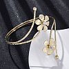 Lotus Alloy Arm Cuff Bangles for Girl Women AJEW-A063-01E-G-2