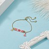 Handmade Japanese Seed Rectangle & Star & Tassel Charms Slider Bracelet BJEW-MZ00013-02-5