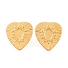 Ion Plating(IP) Heart 304 Stainless Steel Stud Earrings Findings EJEW-L272-010G-1