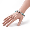 Natural & Synthetic Mixed Stone Beaded Bracelet with Cross Charm BJEW-TA00184-03-4