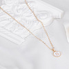 1Pc Zinc Alloy White Enamel Round with Letter Pendant Necklaces NJEW-LP0002-88G-S-3