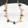 Brass Pave Colorful Cubic Zirconia Geometric Link Chain Necklaces NJEW-C111-03B-1