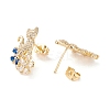 Cat and Flower Cubic Zirconia Stud Earrings EJEW-I263-02G-3