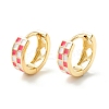 Tartan Pattern Enamel Chunky Hinged Huggie Hoop Earrings for Women EJEW-P196-22G-02-1