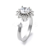 Sunflower Rotatable Open Cuff Rings for Women RJEW-S402-13P-1