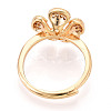 Flower Brass Micro Pave Clear Cubic Zirconia Adjustable Ring Settings KK-T076-25G-3