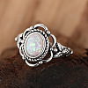 Alloy with Plastic Imitation Opal Finger Rings FS-WG4C942-01-3