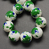 Floral Printed Porcelain Beads PORC-Q199-10mm-18-1