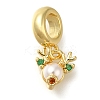 Rack Plating Brass Cubic Zirconia European Dangle Charms with ABS Imitation Pearl KK-Z086-26G-1