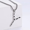3Pcs 304 Stainless Steel Textured Letter Pendant Box Chain Necklaces LW4134-51-1