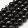 Faceted Natural Black Agate Beads Strands G-F447-6mm-H05-1