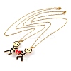Valentine's Day 2Pcs Alloy Enamel Magnetic Heart Pendant Necklaces NJEW-P305-01G-2