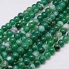 Round Dyed Natural Striped Agate/Banded Agate Beads Strands G-G582-8mm-02-1