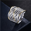 Criss Cross Alloy Crystal Rhinestone Wide Finger Rings FS-WGCE8BA-01-2