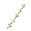 Brass Micro Pave Clear Cubic Zirconia 5 Cross Links Connector Charms KK-H539-15G-2
