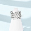304 Stainless Steel Hollow Out Triangle Cuff Rings RJEW-G370-01P-2