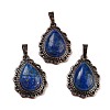 Dyed Natural Lapis Lazuli Teardrop Pendants G-K363-01R-04-1