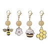 Bee & Honeycomb & Flower & Honey Jar Alloy Enamel Pendant Decorations HJEW-JM01601-1