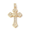 Brass Micro Pave Cubic Zirconia Cross Pendants ZIRC-I071-04G-04-1