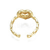Cubic Zirconia Heart Open Cuff Ring X-RJEW-N035-110-2