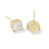 Square Brass Stud Earrings with Clear Glass for Women X-EJEW-L285-006G-2