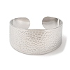 Non-Tarnish 304 Stainless Steel Textured Wide Cuff Bangles for Women BJEW-L682-014P-1