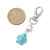 Tortoise Synthetic Turquoise and Natural Howlite & Lava Rock & Flower Amazonite Round Beaded Pendant Decoration HJEW-JM02295-5