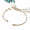 Summer Cowrie Shell & Synthetic Turquoise Braided Bead Bracelets BJEW-JB10370-4