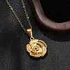 304 Stainless Steel Rose Pendant Necklaces for Women NJEW-S439-01A-G-3