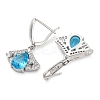 Brass Pave Cubic Zirconia Ginkgo Leaf Hoop Earrings for Women EJEW-I304-30P-05-2