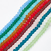 10 Strands 10 Colors Frosted Transparent Glass Beads Strands FGLA-AR0001-02-3