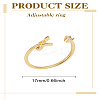 1Pc Letter Brass Rhinestone Open Cuff Rings for Women AJEW-LP0004-47L-G-2
