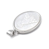 Brass Pave Carved Natural White Shell Religion Oval Pendants KK-D367-04P-D-2