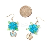 304 Stainless Steel Flower with Butterfly Dangle Earrings EJEW-MZ00455-5