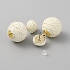 Raffia Grass Round Ball Dangle Stud Earrings EJEW-WH0009-71A-2