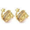 Brass Micro Pave Clear Cubic Zirconia Cuff Earrings EJEW-D328-02G-01-4