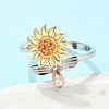 Sunflower and Dragonfly Rotatable Open Ring for Women RJEW-M139-16P-2