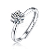 Rhodium Plated 925 Sterling Silver Moissanite Rhinestone Adjustable Rings for Women AJEW-U007-12P-1