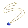 Heart Glass Pendant Necklaces NJEW-K117-01G-3
