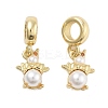 Rack Plating Brass Orange Cubic Zirconia European Dangle Charms KK-Q006-61G-1
