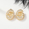 Brass Micro Pave Cubic Zirconia Stud Earrings EJEW-Z091-04G-G-5