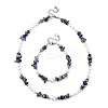 Natural Lapis Lazuli Chip Beads Bracelets & Necklaces Sets SJEW-JS01357-02-2